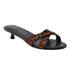 Marc Fisher “Tracey” Leopard Print Kitten Heel Sandals
